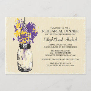 Invitation Dîner de répétition Mason Jar Fleurs sauvages