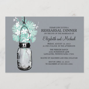 Invitation Dîner de répétition Mason Jar Fleurs sauvages
