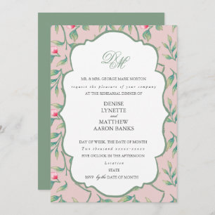 Invitation Dîner de répétition Mauve Chalk et Basil Green