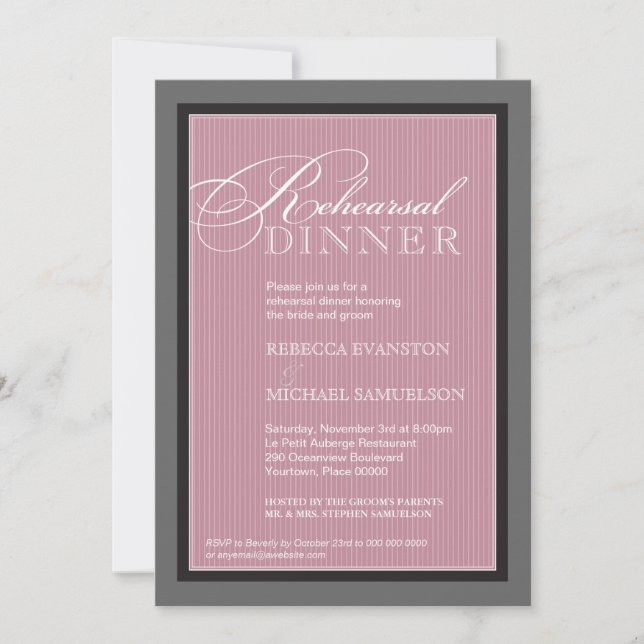 Invitation Dîner De Répétition Mauve Classique (Devant)