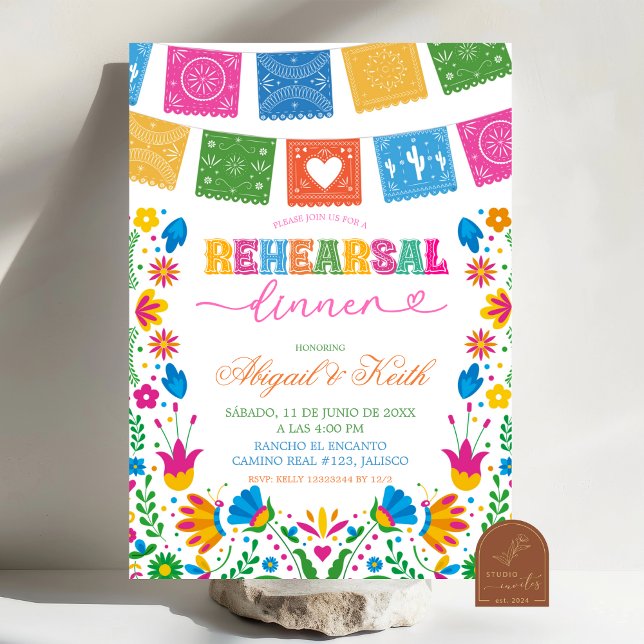 Invitation Dîner de répétition mexicain Talavera coloré (Créateur téléchargé)