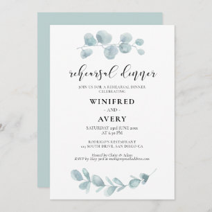 Invitation Dîner de répétition minimaliste aquarelle