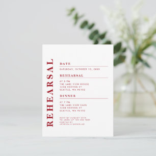 Invitation Dîner de répétition minimaliste blanc rouge modern