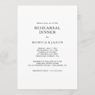 Invitation Dîner de répétition minimaliste classique