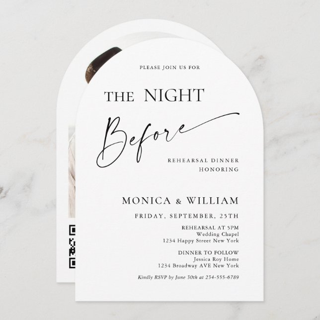 Invitation Dîner de répétition minimaliste élégant (Devant / Derrière)