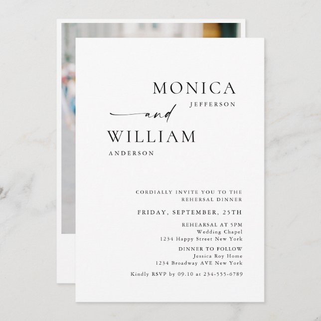 Invitation Dîner de répétition minimaliste élégant (Devant / Derrière)