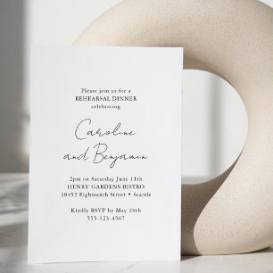 Invitation Dîner de répétition minimaliste élégant Blanc