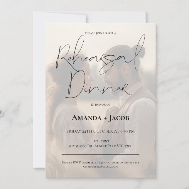 Invitation Dîner de répétition minimaliste moderne (Devant)