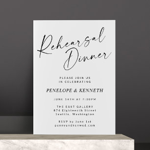 Invitation Dîner de répétition minimaliste moderne blanc