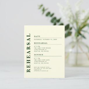 Invitation Dîner de répétition minimaliste moderne et blanc