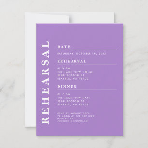 Invitation Dîner de répétition minimaliste moderne Lavender É