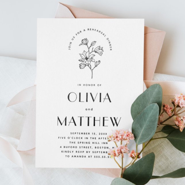 Invitation Dîner de répétition minimaliste pour Mariage de ph (Créateur téléchargé)