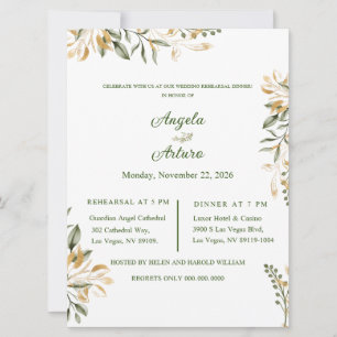 Invitation Dîner de répétition minimaliste pour Mariage Invit