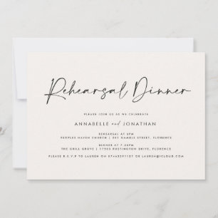 Invitation Dîner de répétition minimaliste simple Mariage mod