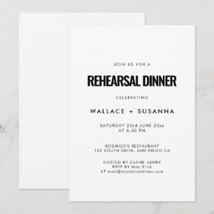 Invitation Dîner de répétition minimaliste simple pour mariag