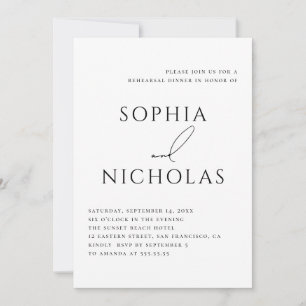 Invitation Dîner de répétition minimaliste Typographie élég
