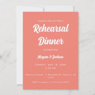 Invitation Dîner de Répétition Moderne Mariage Rose Corail