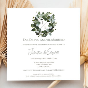 Invitation Dîner de répétition moderne Monogram Eucalyptus Wr