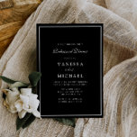 Invitation dîner de répétition moderne noir blanc<br><div class="desc">design moderne noir et blanc avec cadre et texte personnalisé</div>