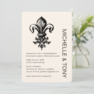 Invitation Dîner de répétition moderne noir Mariage