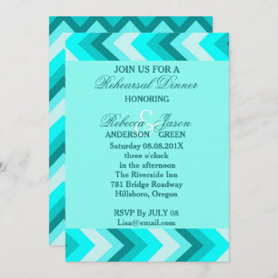 Invitation dîner de répétition moderne ombre turquoise