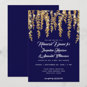 Invitation Dîner de répétition Moderne Twinkle Lights Leaf Go