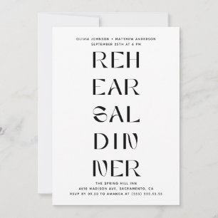 Invitation Dîner de répétition moderne Typographie éditoria