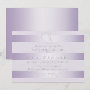 Invitation Dîner de répétition   Monogramme Lilac Shimmer Str