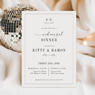 Invitation Dîner de répétition Monogramme | Mariage Classique