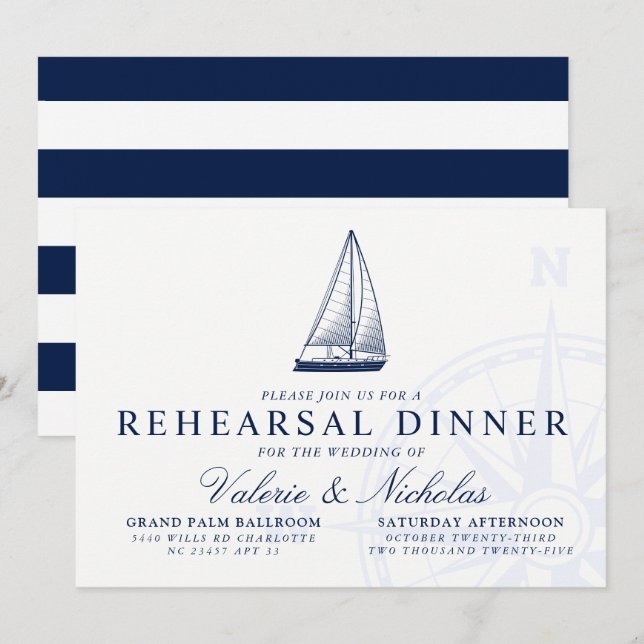Invitation Dîner De Répétition Nautique À Thème (Devant / Derrière)