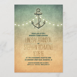 Invitation Dîner de répétition nautique des lumières rustique