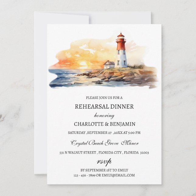 Invitation Dîner de répétition Nautique sur la plage (Devant)