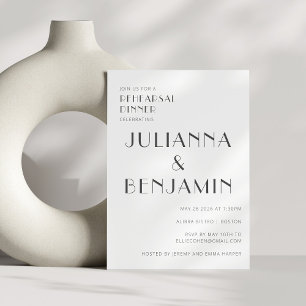 Invitation Dîner de répétition noir blanc Art déco