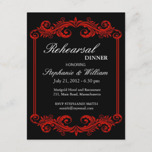 Invitation Dîner de répétition noir et rouge
