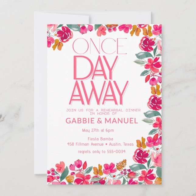 Invitation Dîner de répétition noire colorée Fiesta (Devant)