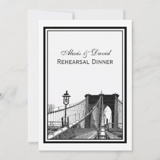 Invitation Dîner de répétition NYC Skyline Brooklyn Bridge #2