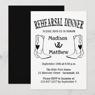 Invitation Dîner de répétition occidental Bottes de cow-boy d