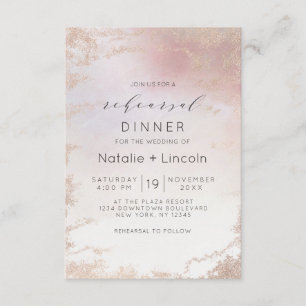 Invitation Dîner de répétition Ombre Blush Pink Frosted Foil