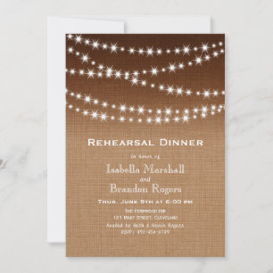 Invitation Dîner de répétition Ombre Burlap Twinkle Lights