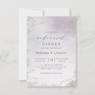 Invitation Dîner de répétition Ombre Lumière Purple Silver