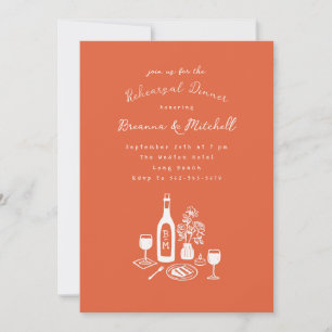 Invitation Dîner de répétition orange en encre