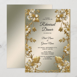 Invitation Dîner de répétition Ornate Floral Blanc