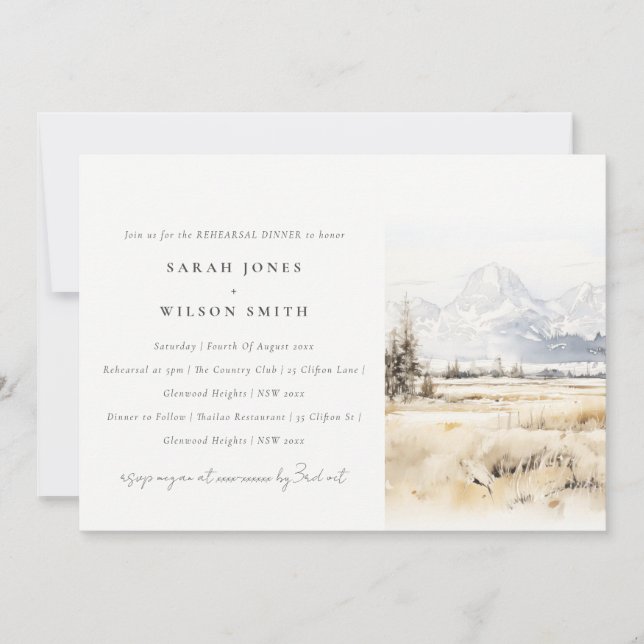 Invitation Dîner de répétition paysage Jackson Hole Wyoming (Devant)