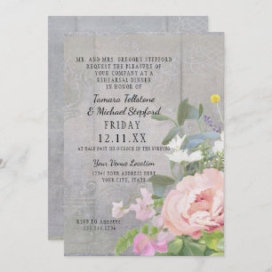 Invitation Dîner de répétition Peine de fleur sauvage Bois ru