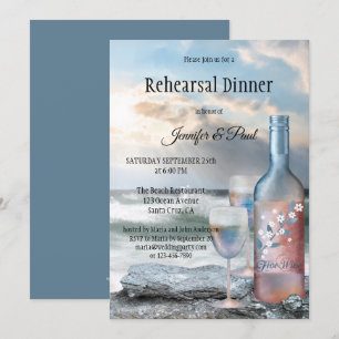 Invitation Dîner de répétition peint sur la plage et le vin I