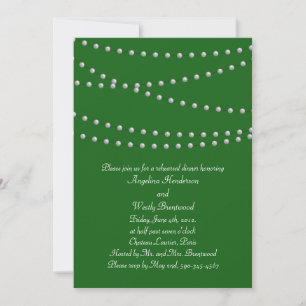 Invitation Dîner de répétition perles vert émeraude