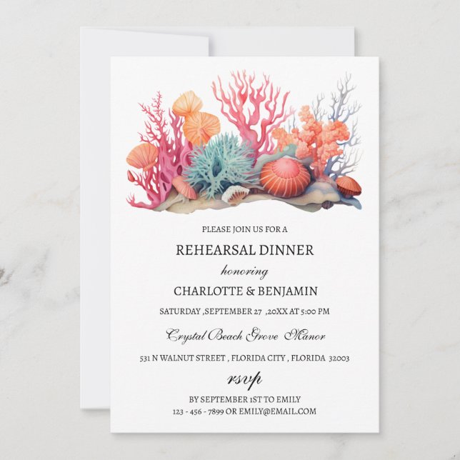 Invitation Dîner de répétition personnalisé avec photo et réc (Devant)