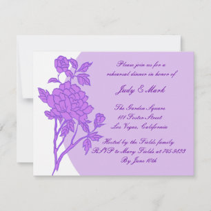 Invitation Dîner de répétition personnalisée à fleurs violett