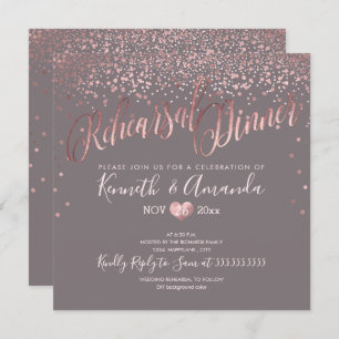 Invitation Dîner de répétition PixDezines/Faux RoseGold Confe