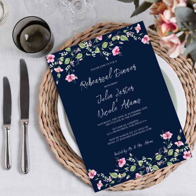 Invitation Dîner de répétition pour le mariage au thème de fl (Créateur téléchargé)